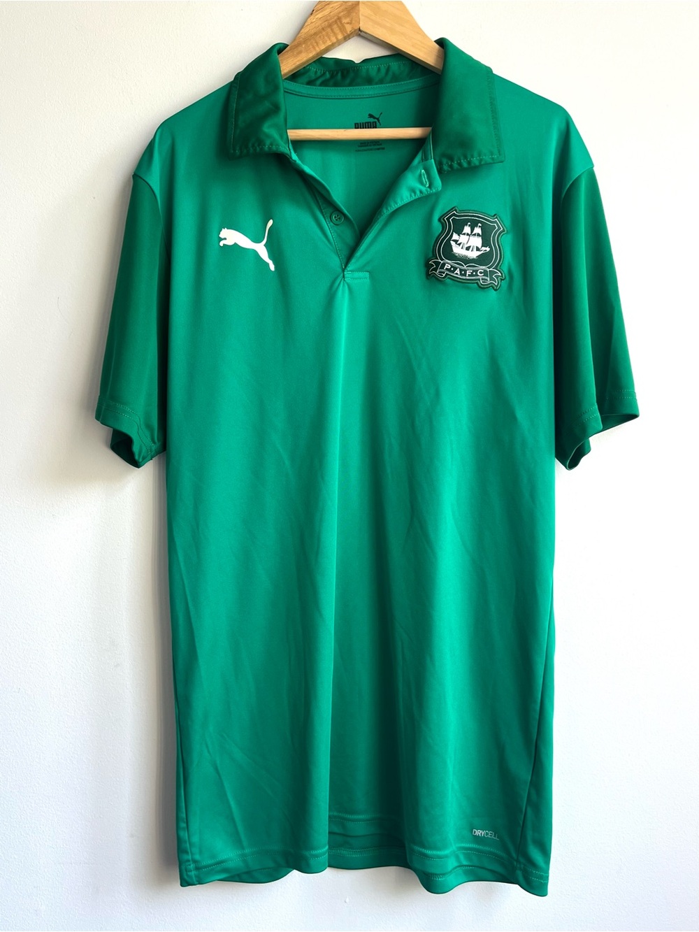 Puma Green Short-Sleeve Plymouth Argyle FC Soccer Polo with Embroidered Crest